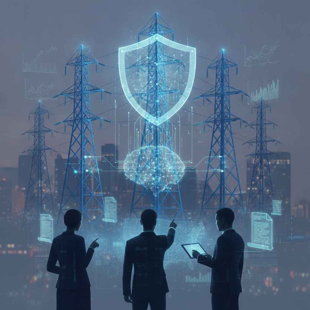High-voltage transmission towers and power grid lines tied to the Load Forecasting Enhancement Act.