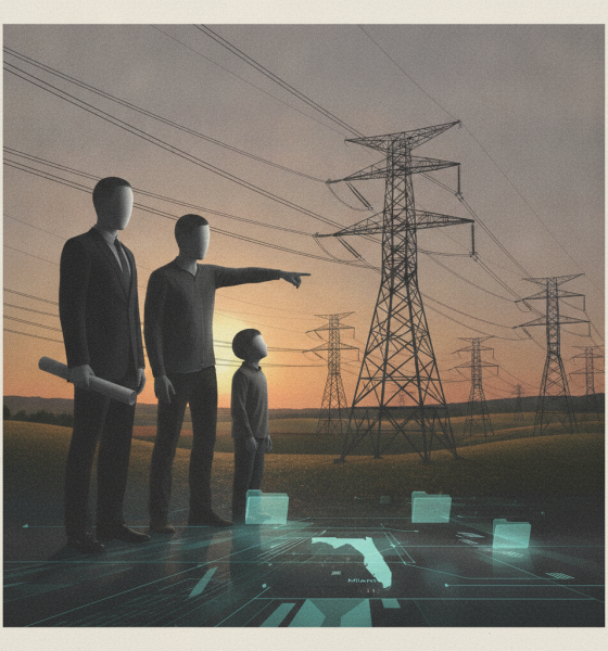 Three figures, including a child, observe high voltage power lines again — health effects of high voltage power lines Ohio