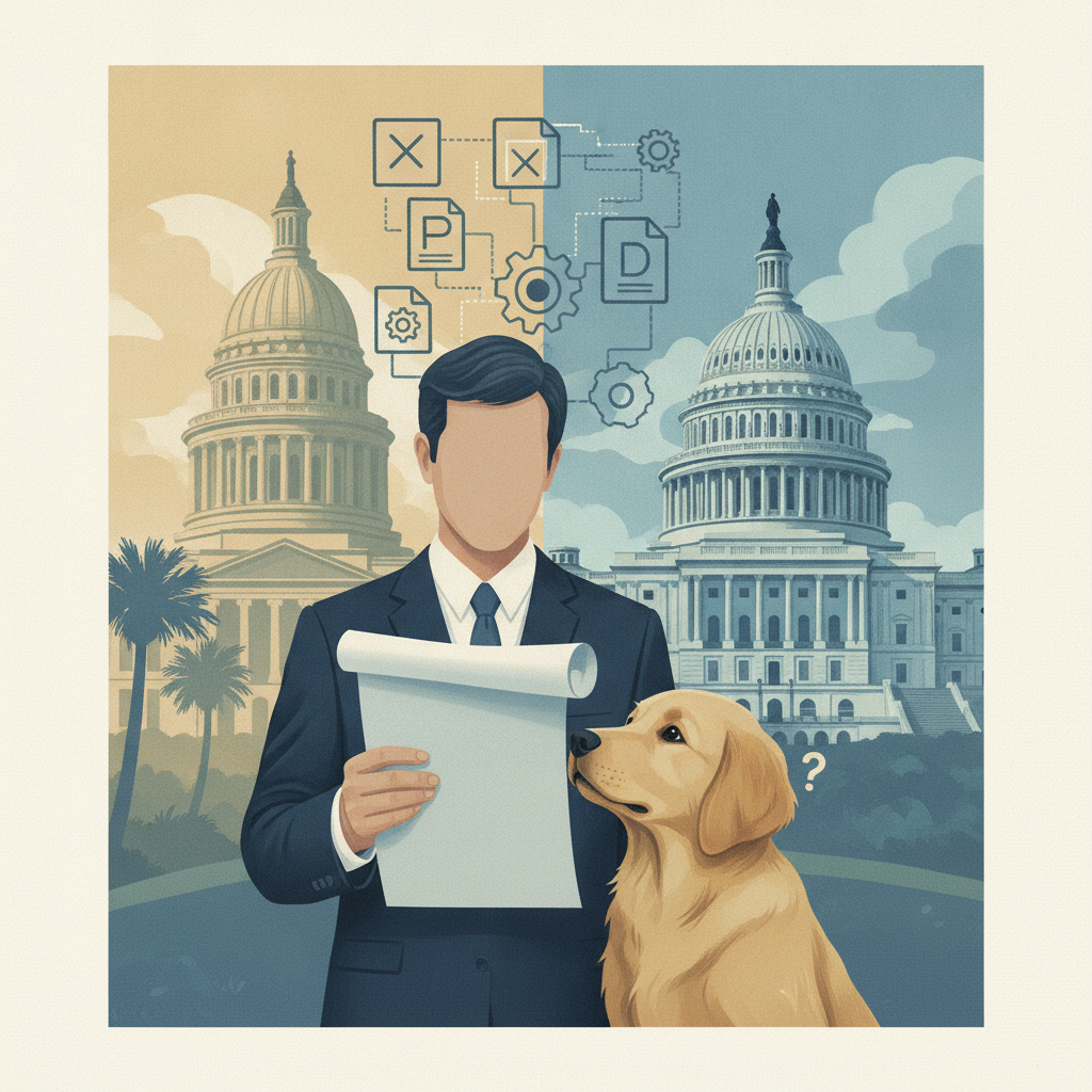 Rep. Nancy Mace speaks at a microphone regarding the PUPPS Act dog research bill.
