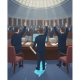Illustration of a Senate vote on the Dennis John Benigno Traumatic Brain Injury Program Reauthorization Act, with senators…