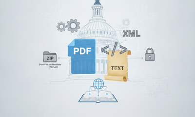Graphic illustrating HR 4523 Title 49 technical amendments with icons for PDF, XML, and text, set against a Capitol buildi…