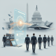 A digital illustration showing a futuristic jet flying over the U.S — Ready Reserve Force Modernization Accountability Act