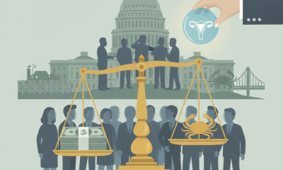Illustration depicting a scale balancing money and a crab, with the U.S. Capitol in the — Hyde Amendment abortion funding