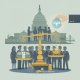 Illustration depicting a scale balancing money and a crab, with the U.S. Capitol in the — Hyde Amendment abortion funding