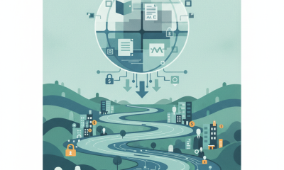 Illustration depicting a winding road with digital assets and small busi — Currency Options Information and Navigation Act