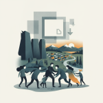 Illustration depicting a diverse group of people working together in a scenic — stop corporate takeovers of physicians act