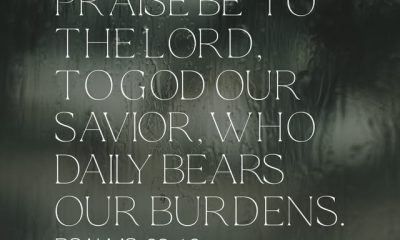 Text of Psalm 68:19 displayed on a blurred background, emphasizing daily burdens and divine support. — psalm 68 19 meaning