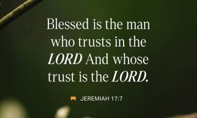 Text of Jeremiah 17:7 on a blurred green background, emphasizing trust in the Lord. — Jeremiah 17 7 meaning