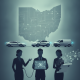 Illustration of three people with electric vehicles and a circuit-map graphic for the 21st Century Vehicle Choice Act