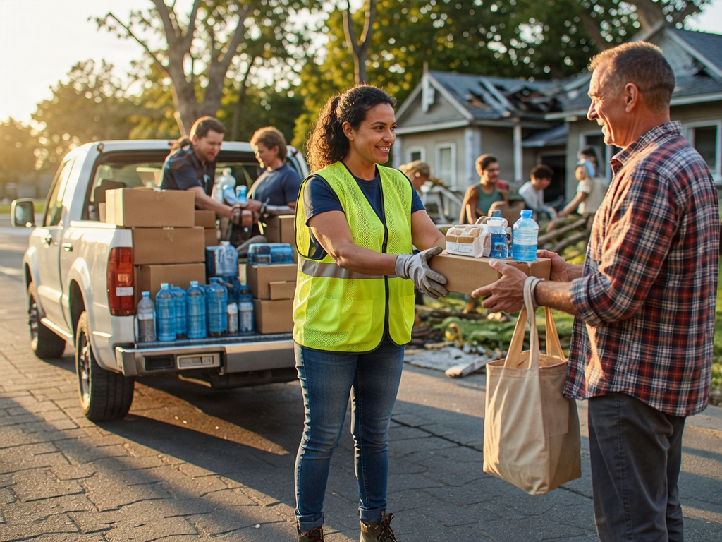 Volunteer delivers food and water to man outside damaged home — Hurricane Isaias relief Pensacola