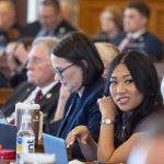Young lawmakers in Kansas, including Angel Roeser, engage in a legislative session, highlighting Gen Z's involvement in po…