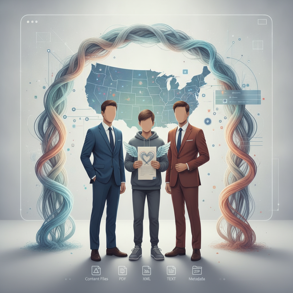 Three figures, two in suits and one holding a heart symbol, represent supp — Expanded Coverage for Former Foster Youth Act
