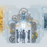 Illustration depicting children with dental tools and gears, symbolizing the Foster Youth Dental Act of 2026 and Medicaid…