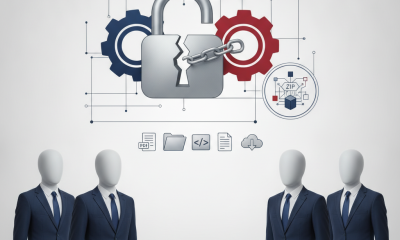 Workers Right to Compete Act graphic with suited figures beneath a chained lock and red and blue gears