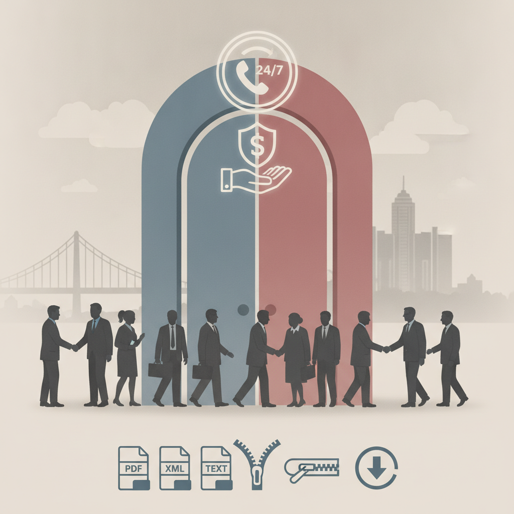 Illustration of people beneath a 24/7 phone and money-protection symbol, with PDF, XM — One Front Door for Elder Fraud Act