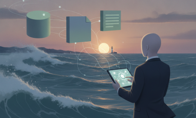 Illustration of a person viewing coastal ocean data on a tablet as digital cha — Coastal Ocean Research for Management Act
