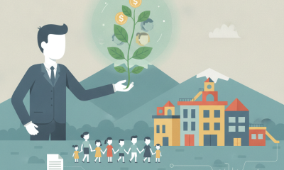 Illustration of a businessman holding a plant with dollar signs, symbolizing the SPROUT Act Childcare Tax Deduction for ea…