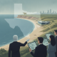 Illustration of officials viewing a Texas Gulf Coast shoreline and recrea — Lone Star Coastal National Recreation Area Act