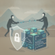Emergency Assistance Privacy Protection Act illustration of figures exchanging data above protected files and a lock