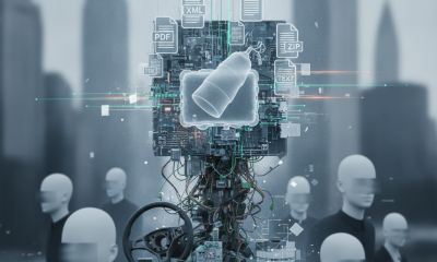 Abstract representation of technology and data with faceless figures, symbolizing the Anthony Amoros Law Right to Know Act.