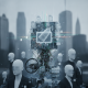 Abstract representation of technology and data with faceless figures, symbolizing the Anthony Amoros Law Right to Know Act.