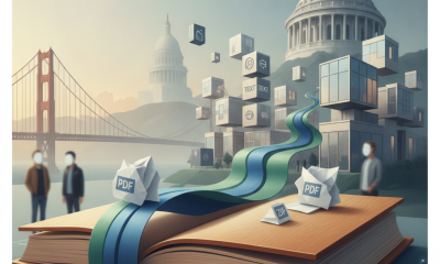Streamlining Affordable Housing Act concept with a thick book, PDF files, floating data blocks, and civic buildings