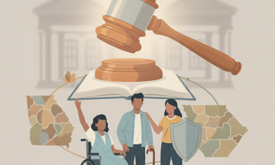 Medicaid Medically Frail Exemption Ruling illustrated by a judge’s gavel, open law book, and people including a wheelcha…