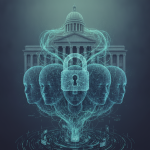 Digital representation of faces with locks, symbolizing priva — facial recognition and biometric technology moratorium act