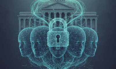 Digital representation of faces with locks, symbolizing priva — facial recognition and biometric technology moratorium act