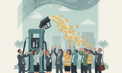 Illustration of people reaching for falling coins beside a gas pump, with the Giving Americans Savings Act of 2026 shown a…
