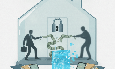 Illustration of two figures pulling a dollar-marked ribbon inside a lock — Protecting Consumer Access to Generic Drugs Act