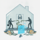 Illustration of two figures pulling a dollar-marked ribbon inside a lock — Protecting Consumer Access to Generic Drugs Act