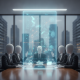MATCH Act of 2026 concept illustration showing suited figures around a table viewing a digital credential dashboard.