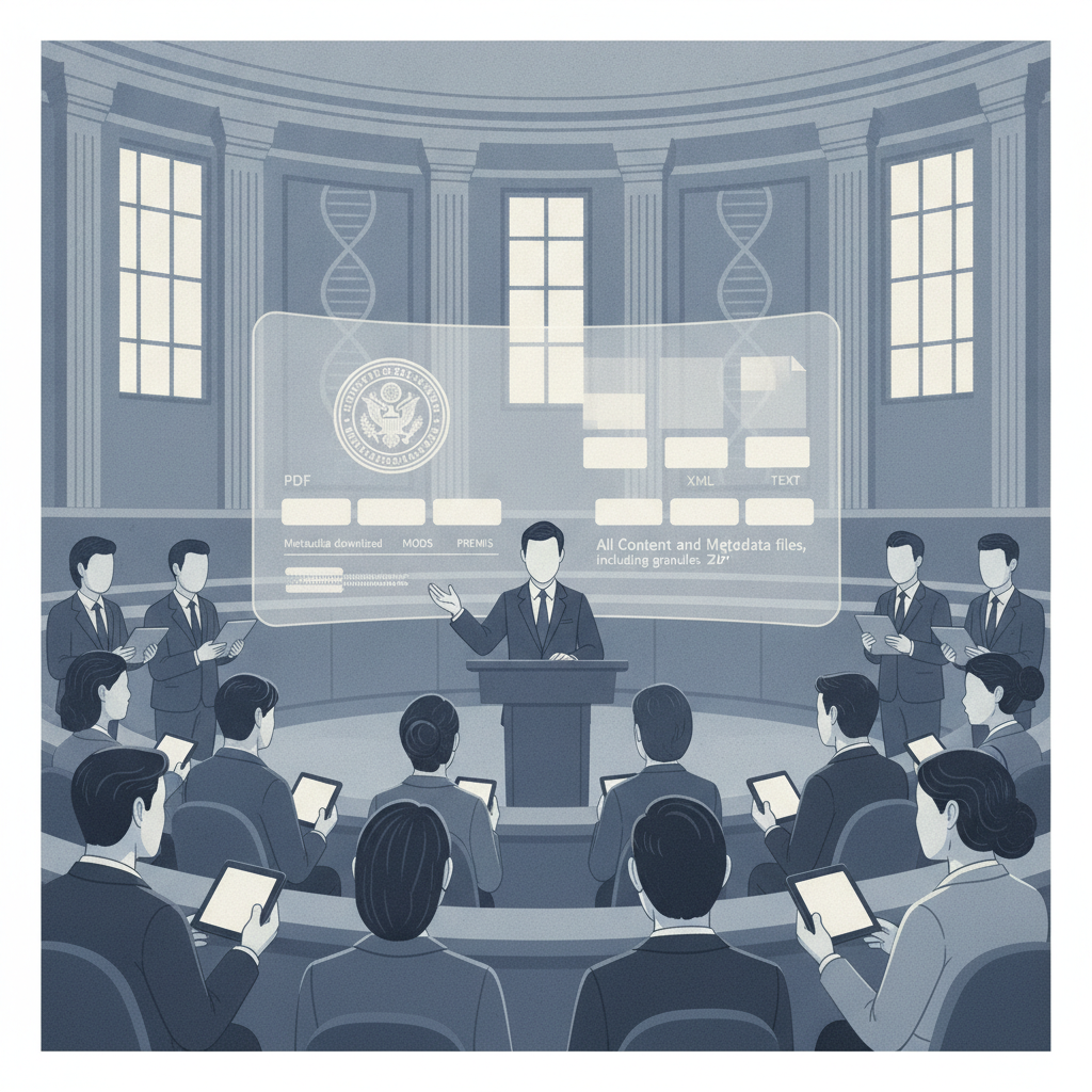 Illustrated lawmakers review a National Vitiligo Awareness Day resolution at a congressional hearing.