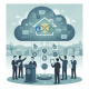 Illustration of federal officials beneath a cloud network secured by shield icons, with — Common-Sense Cloud Security Act