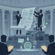 Illustration of lawmakers reviewing documents related to the Department of Defense Renaming Integrity and Ethics Act.