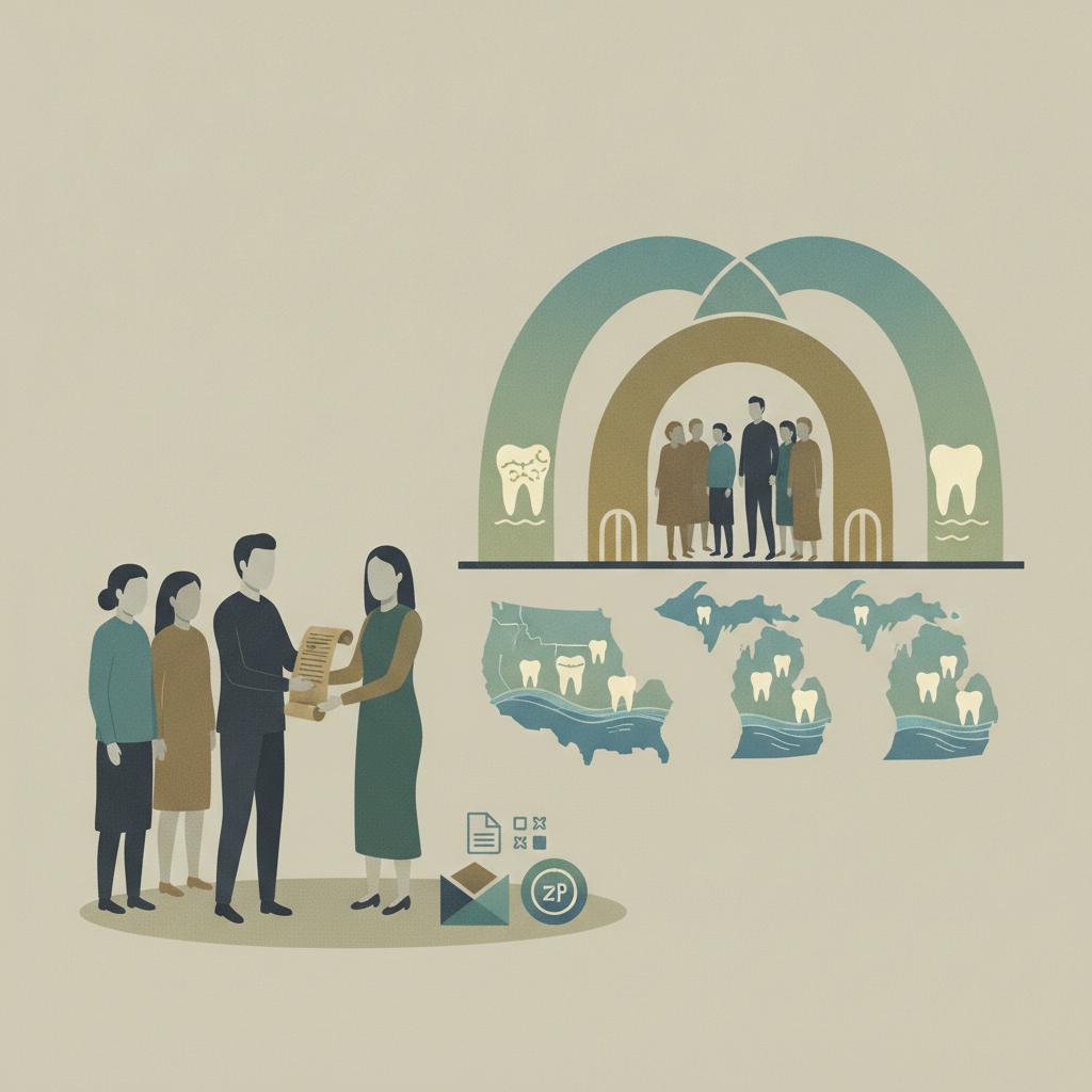 Illustration depicting the introduction of the Tribal Oral Health Sovereignty Act, featuring people discussing dental care…