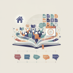 Illustration of students rising from an open book beneath literacy icons, with National Dyslexia Awareness Month text.