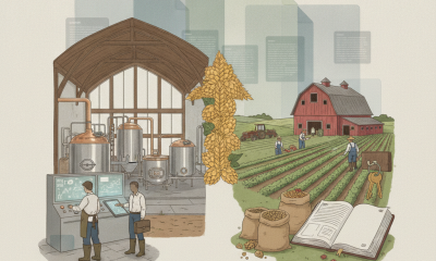Craft brewery spent grain and farm illustration representing the Brews to Barns Act
