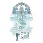 Illustration of the U.S. Capitol, budget documents, a ZIP file, and a rising spending ch — Congressional Budget Reform Act