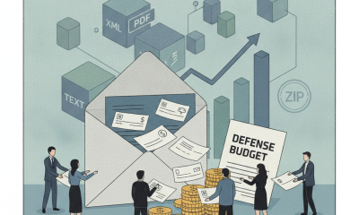 Illustration depicting people analyzing documents and finances related to the defense budget, emp — Illegal War Refund Act