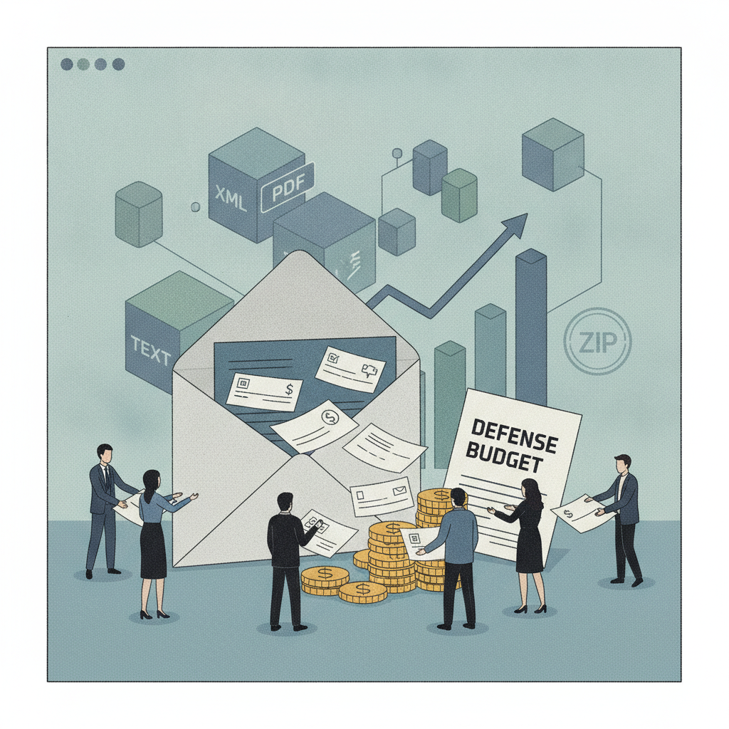 Illustration depicting people analyzing documents and finances related to the defense budget, emp — Illegal War Refund Act