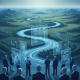 Illustrated river winding through a rural landscape as officials review data — South Dakota Water Feasibility Studies Act