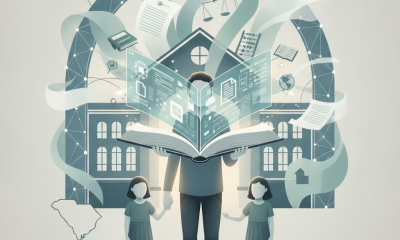 An illustration depicting a person holding an open book with educational symbols, accompanied — School Freedom Act of 2026