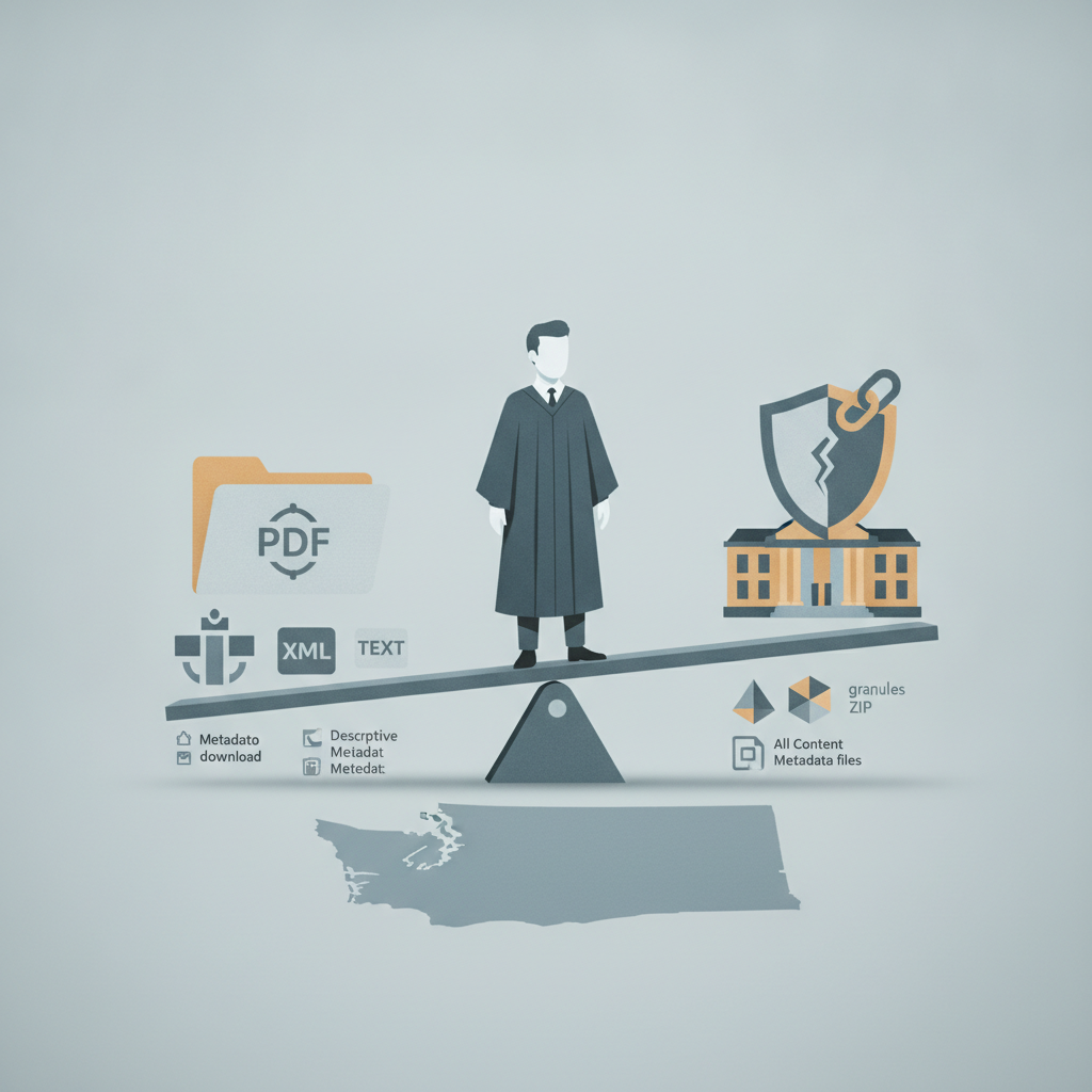 A judge in a robe balancing a school building and legal documents, symbolizing — Title IX Take Responsibility Act of 2026