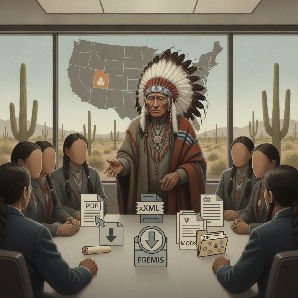 A Native American leader in traditional attire speaks to a group in a meeting ro — Tribal Veterans Voucher Flexibility Act