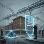 HR 10811 proposed protection shield beside a Main Street business beneath elevated transit tracks