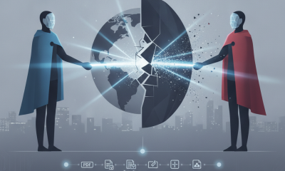 Illustration of two figures reaching toward a fractured globe, with the Internet Reach and Access Now Act addressing Iran…