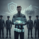 A military officer in uniform interacts with a holographic display, sur — Military Officer Promotion Integrity Act of 2026