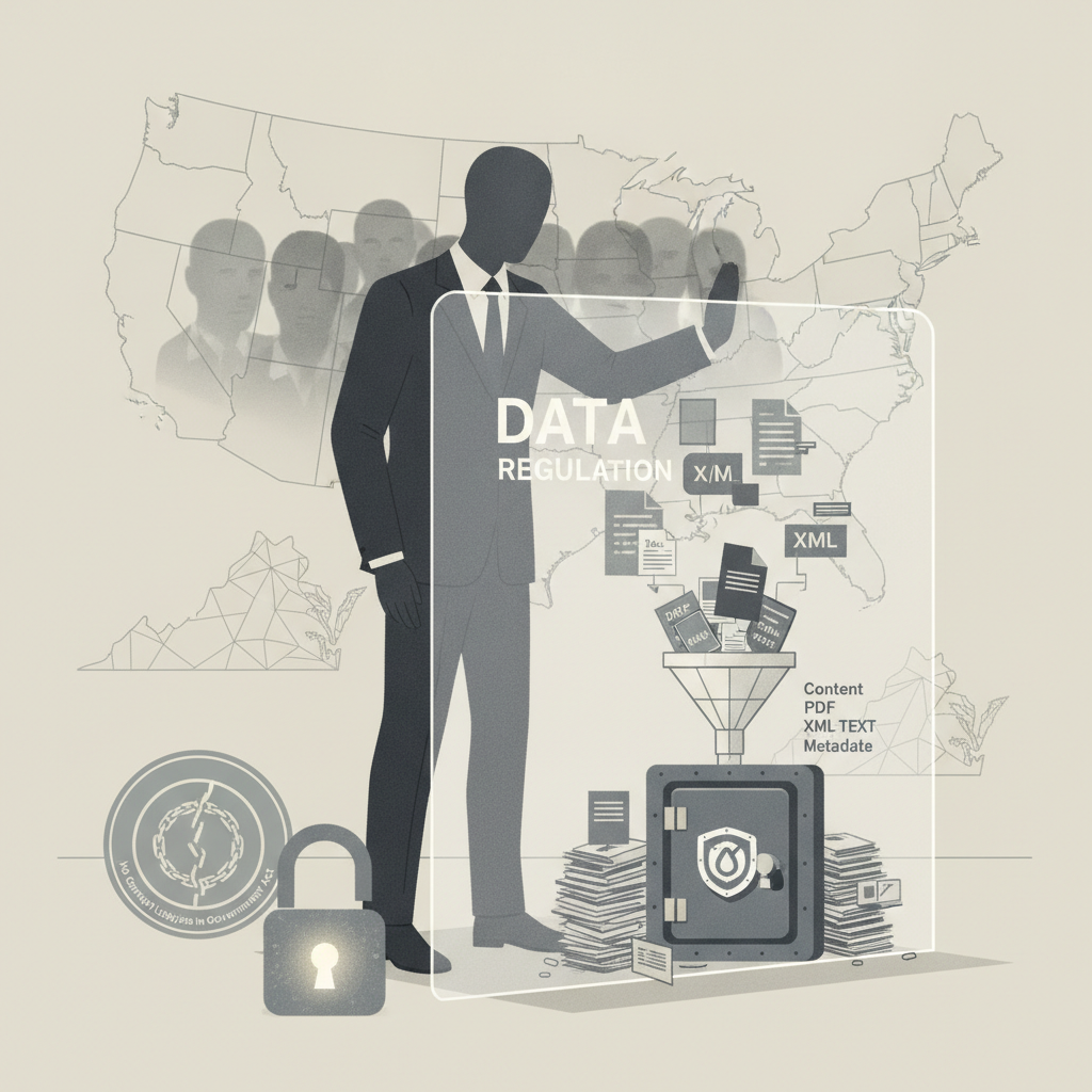 No Corrupt Lobbyists in Government Act graphic with a suited figure, U.S. map, data files, and a locked safe.